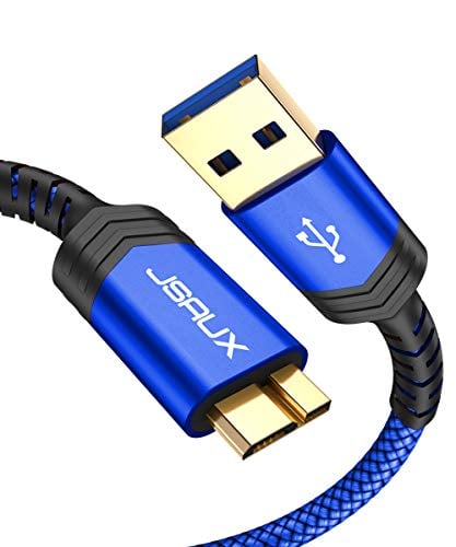 Book Cover JSAUX USB 3.0 Micro Cable, External Hard Drive Cable 2 Pack (1ft+3.3ft) USB A Male to Micro B Charger Cord Compatible with Toshiba, WD, Seagate Hard Drive, Samsung Galaxy S5, Note 3, Note Pro 12.2 ect