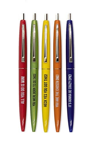 Book Cover Get Bullish Ridiculously Motivational Set Of 5 Ballpoint Click Pens, Multi-Colored, Snarky Office Supplies For Coworkers
