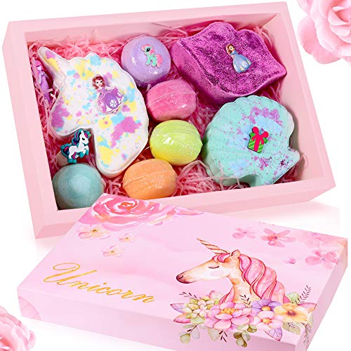 Book Cover Unicorn Bath Bomb Gift Set - Include Unicorn Lips Sea Shell Macarons Handmade All Natural Essential Oil and Organic Bath Bomb, Best Gift Idea for Birthday Mothers Day Valentine, Women, Mom, Teen Girl