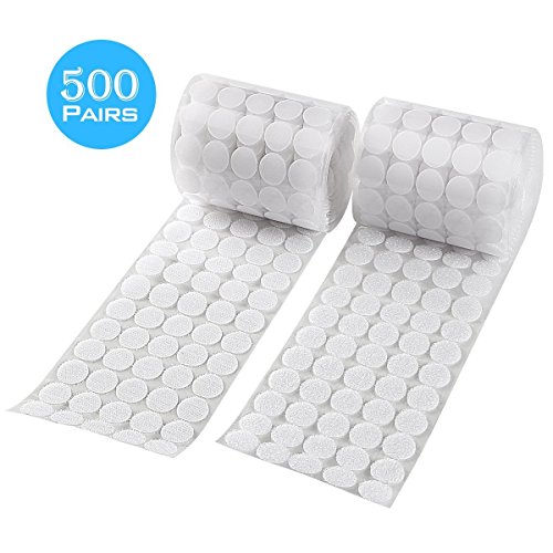 Book Cover 1000pcs Hook and Loop Dots 3/4 in Diameter Sticky Back Coins Heavy Duty Self Adhesive Dot Tapes for School Classroom(White)