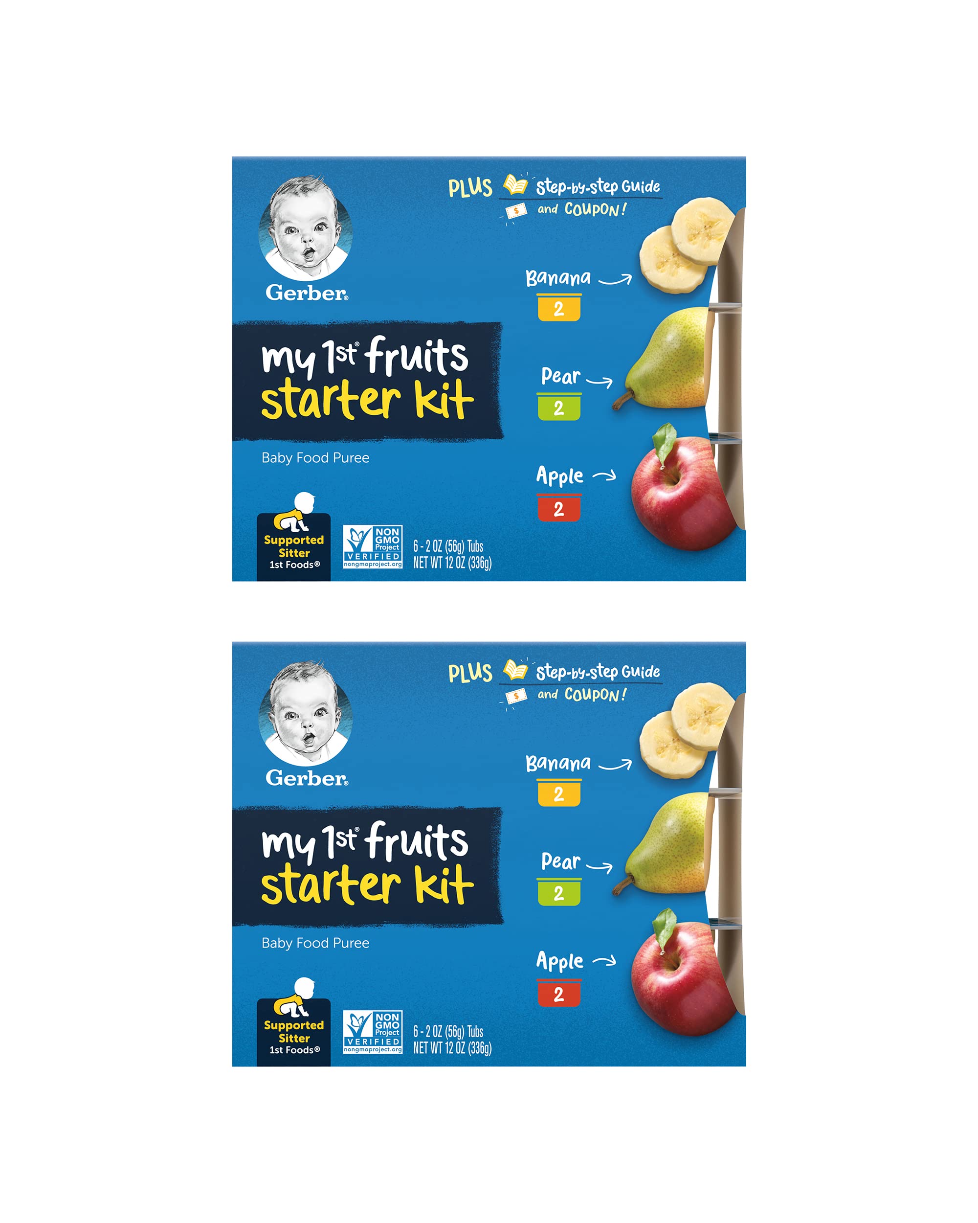 Book Cover Gerber My 1st Fruits Starter Kit, Banana, Pear & Apple Puree, 2 Ounce Tubs, 2-Pack (Set of 6)