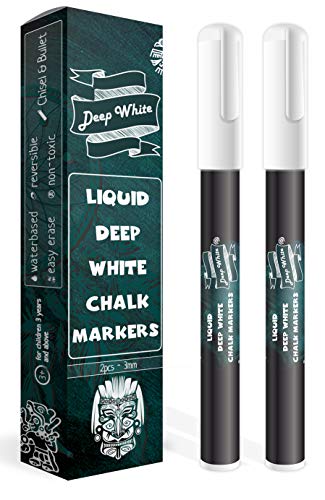 Book Cover Deep White Liquid Chalk Markers White fine tip for Bistro & wedding menu, Glass Window case, Chalkboards and Blackboards