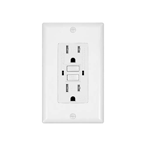 Book Cover GFCI Duplex Outlet Receptacle, Weather & Tamper Resistant 15-Amp/125-Volt, Self-Test Function with LED Indicator, UL Listed, cUL Listed, Wall Plate and Screws Included
