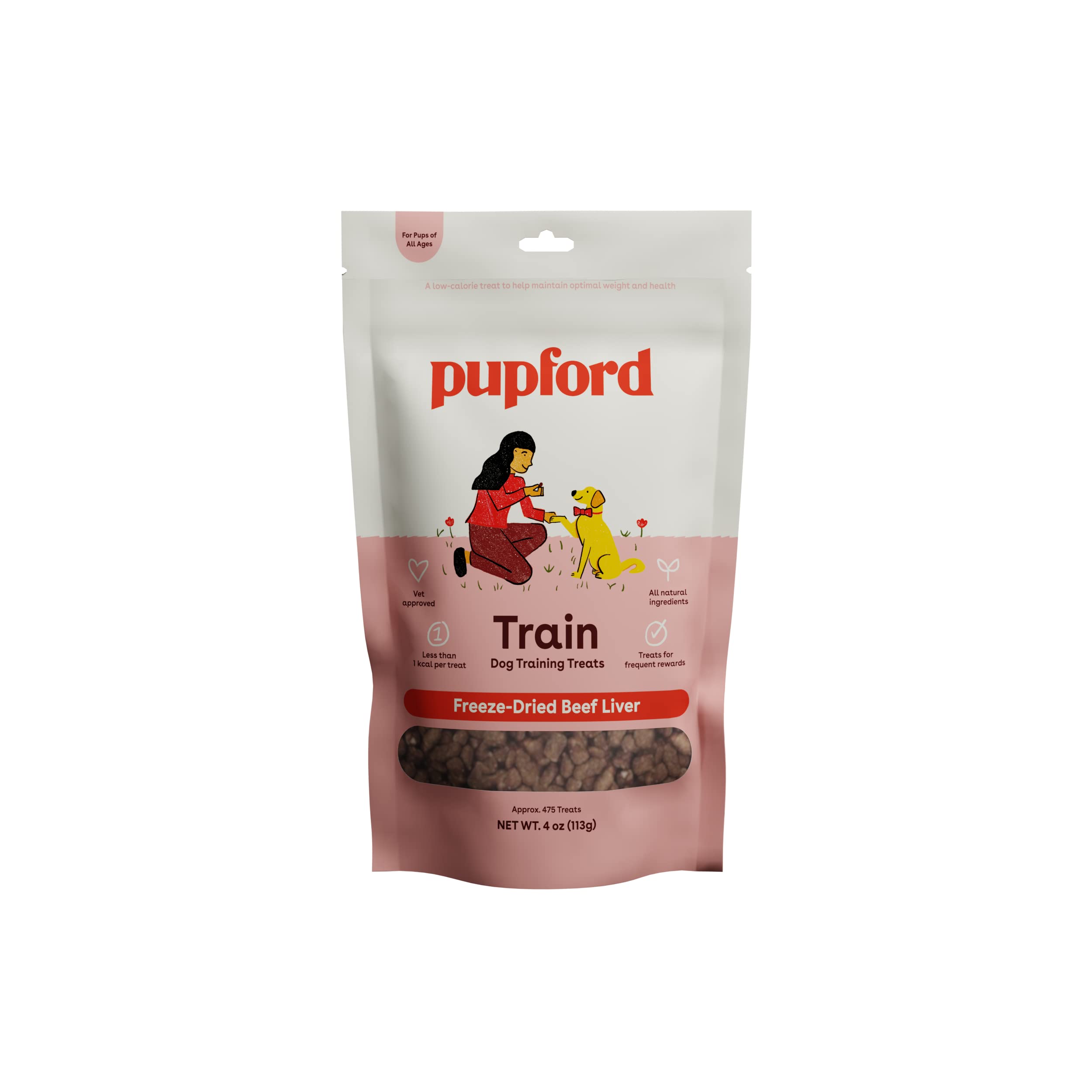 Book Cover Pupford Freeze Dried 475+ Puppy Treats, Low Calorie, Vet Approved, All Natural, Healthy Training Treats for Small to Large Dogs (Beef Liver) Beef 4 Ounce (Pack of 1)