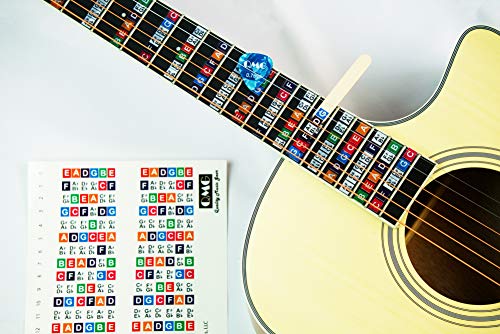 Book Cover Guitar Fretboard Stickers, Note Decals, Two Packs