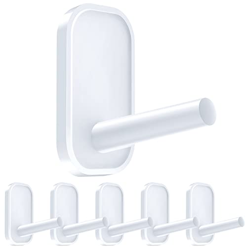 Book Cover INNÔPLUS Adhesive Hooks, Utility Hooks Heavy Duty, Wall Hooks for Kitchen Bathroom Office, Removable Waterproof Hooks for Hanging, Hooks for Backpack, hat, Scarf, Belt, Hanging Coats (6 Pack, White)