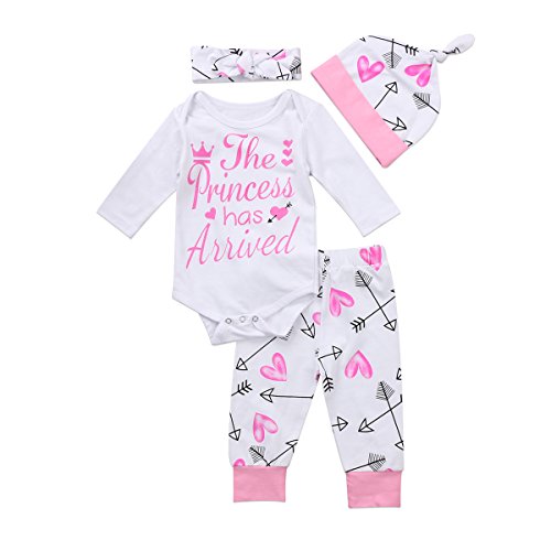 Book Cover Newborn Infant Baby Girl Clothes 4PCS Romper Pants Hat Headband Set Autumn Coming Home Outfit