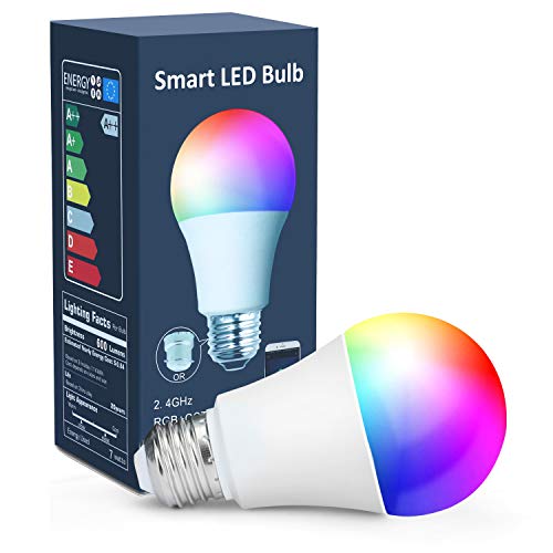 Book Cover Smart WiFi Light Bulbs Compatible with Alexa Google Assistant (No Hub Required),7W E26 A19 (60W Equivalent) Multi Color+Warm+Cool Dimmable LED Lighting Lamp by OHLUX- 1PACK