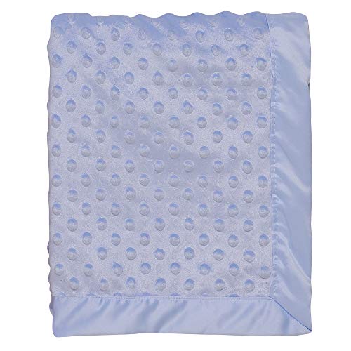 Book Cover Baby Starters 2 Ply Silky Textured Dot Baby Blanket with Satin for Newborns and New Moms (Blue, 30