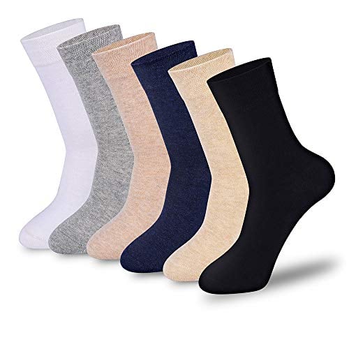 Book Cover MIANATURA Women's Crew Socks 98% Combed Cotton Dress Socks for Woman Business Socks for Great Gift Lightweight 6-Pack