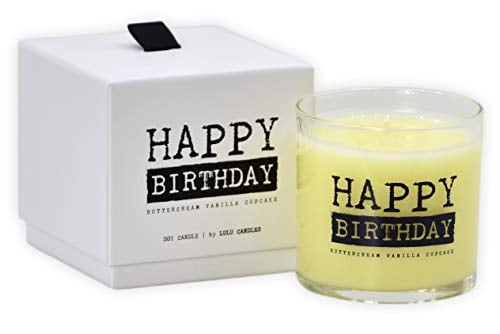 Book Cover Lulu Candles | Happy Birthday Crumb Cake | Luxury Scented Soy Jar Candle | Hand Poured in The USA | Highly Scented & Long Lasting- 6 Oz. Gift Box