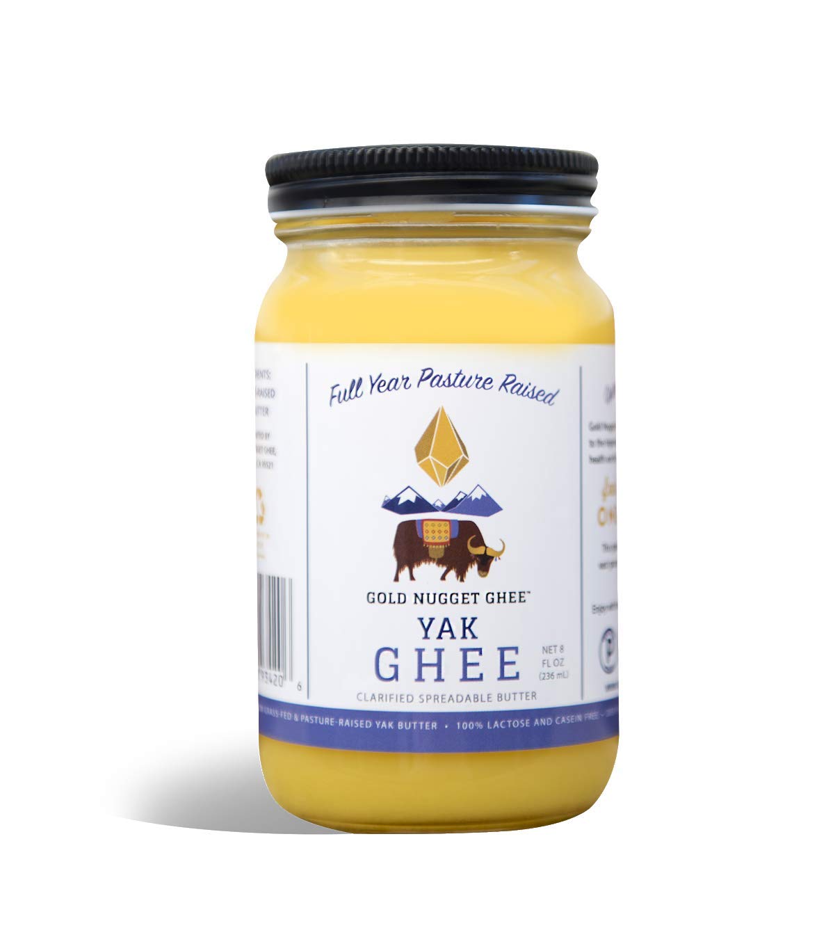 Book Cover YAK GHEE A2/A2 BY GOLD NUGGET GHEE, FULL-YEAR/PASTURE-RAISED, GRASS-FED BUTTER, KETO & PALEO 8oz 8 Ounce (Pack of 1)