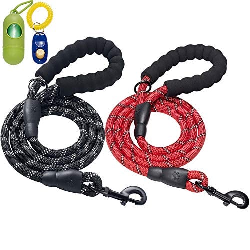 Book Cover ladoogo 2 Pack 5 FT Heavy Duty Dog Leash with Comfortable Padded Handle Reflective Dog leashes for Medium Large Dogs