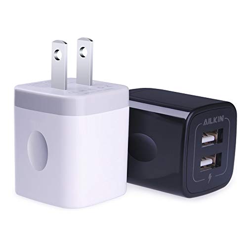 Book Cover USB Wall Charger, Ailkin 2.1A Dual Port Portable Universal USB Wall Charger Adapter Compatible with iPhone X/8/7/6S/6S Plus, iPad Pro/Air 2/mini2, Galaxy S7/S6/Edge/Plus, Note 5/4, LG, HTC, and More