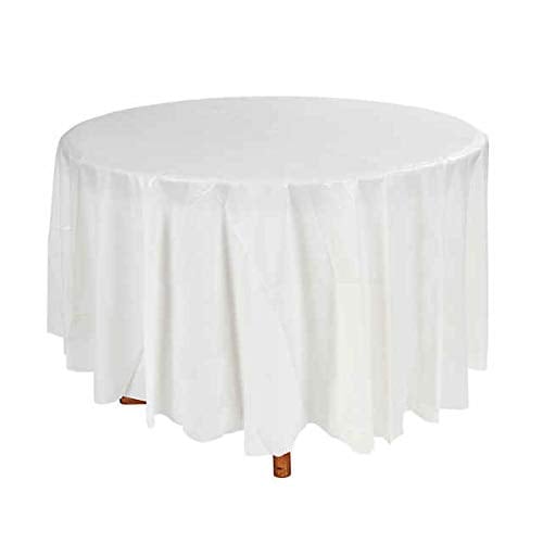 Book Cover Plastic Tablecloth (6 Pack) White Red Round Premium Disposable Tablecloths Inches Birthday Party Manteles BBQ Fiesta Table Cloth Multiuse Table Cover