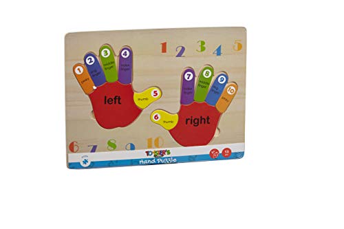 Book Cover Toysters Wooden Chunky Hand Puzzle for Toddlers | 12-Piece Counting Numbers, Math Puzzle Game | Preschool Educational Toy Helps Improve Fine Motor Skills | Suitable for Boys and Girls Ages 2, 3, and 4