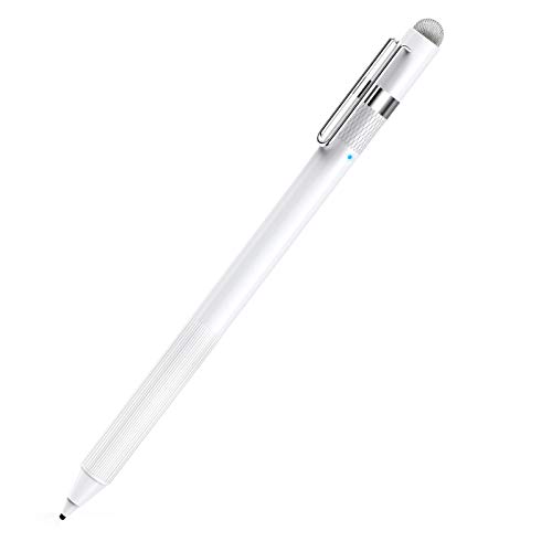 Book Cover MEKO 1.6mm Fine Tip Active Digital Stylus Pen with Universal Fiber Tip 2-in-1 for Drawing and Handwriting Compatible with Apple Pen iPad iPhone and Andriod Touchscreen Cellphones, Tablets-White