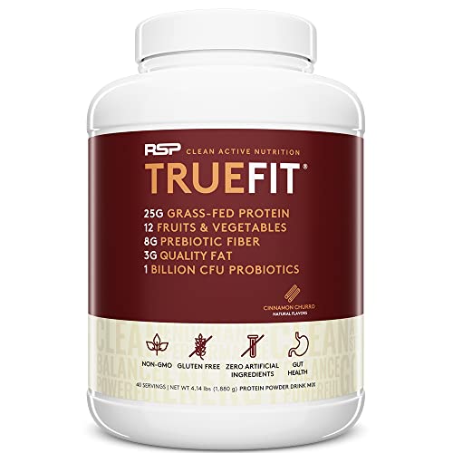 Book Cover RSP TrueFit - Whey Protein Powder Meal Replacement Shake, Grass Fed Whey + Organic Fruits & Veggies, Fiber & Probiotics, Non-GMO, Gluten Free, Keto