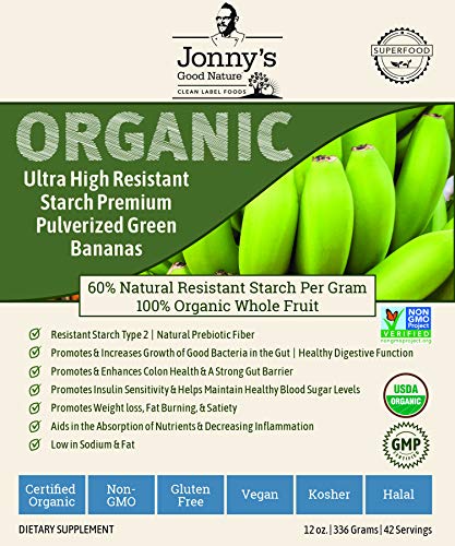 Book Cover Organic Prebiotic Resistant Starch Superfood | Ultra High Resistant Starch Premium Pulverized Green Bananas | On Average [10x's] More Prebiotic Fiber Than Any Other Green Banana Flour On The Market