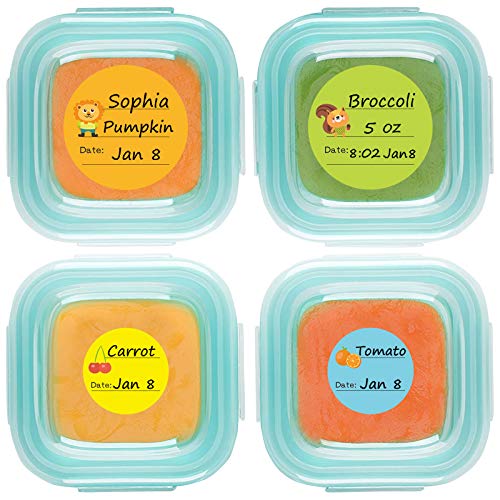 Book Cover Baby Food Labels, Removable Write-On Date Labels for Food Storage Containers & Baby Bottles, Great for Daycare, Pack of 90