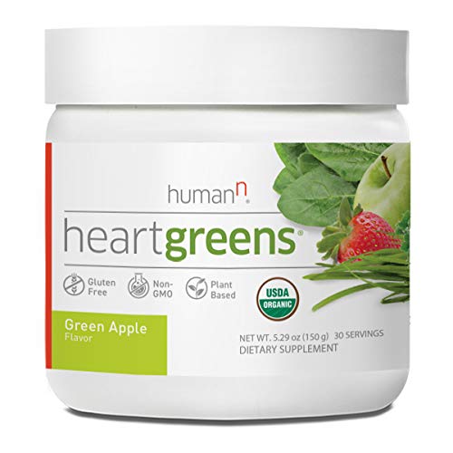 Book Cover HumanN HeartGreens | Superfood Organic Powder with Wheatgrass, Kale, Spinach, and Spirulina, USDA Organic Non-GMO (Green Apple Flavor, 5.3-Ounce)