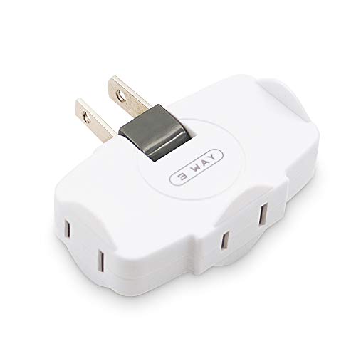 Book Cover SYCON 3 Way Wall Outlet Extender AC Adapter, 2-Prong Swivel Mini Indoor Wall Tap Power Outlet Extender Plug, White