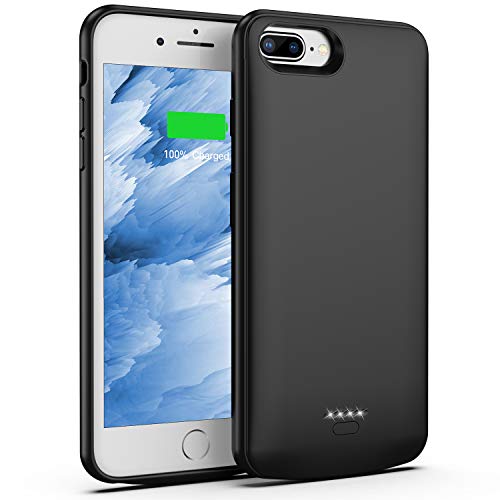 Book Cover Battery Case for iPhone 8 Plus/7 Plus, 5500mAh Slim Portable Charger Case Extend 150% Battery Life, Protective Backup Charging Case Compatible with iPhone 8 Plus/7 Plus (Black)