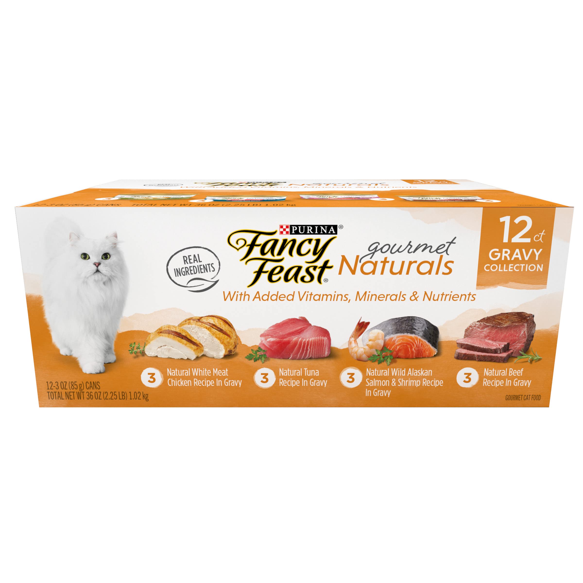 Book Cover Fancy Feast Wet Cat Food Variety Pack Gourmet Naturals in Gravy Collection - (2 Packs of 12) 3 oz. Cans Gourmet Naturals in Gravy Gourmet Naturals in Gravy Variety Pack 3 Ounce (Pack of 24)