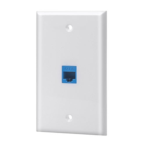 Book Cover Sancable - Ethernet Wall Plate, 1 Port Cat6 Keystone Female to Female - White
