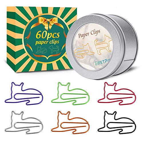 Book Cover Paper Clips, 60 Pcs Funny Paperclips Desk Accessories for Women Office, Cute Office Supplies for Women, Office Gift Cat Gifts for Cat Lovers, Cat Lover Gifts for Women Girls Coworkers (60)