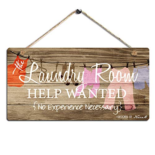 Book Cover Rustic Wood Hanging Sign Laundry Room Wall Decor Sign Help Wanted Wall Art Plaque Sign Size 11.5