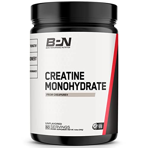 Book Cover Bare Performance Nutrition, BPN Creatine Monohydrate with Creapure, Unflavored, Increase Muscle Mass, Improve Performance, Strength, & Power, Cognitive Support, 60 Servings