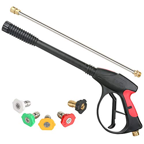 Book Cover Sooprinse High Pressure Washer Gun Power Spray Gun 4000psi with 19 inch Extension Replacement Wand Lance,5 Quick Connect Nozzles for Honda Excell Troybilt, Generac, Simpson, Briggs Stratton