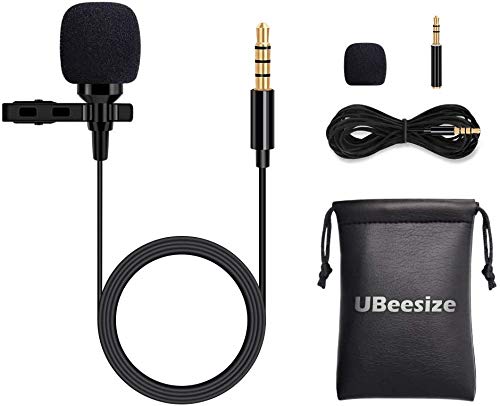 Book Cover Lavalier Lapel Microphone, UBeesize Omnidirectional Condenser Mic for iPhone/Android Smartphones & Windows, Perfect for YouTube, Interview, Video Recording