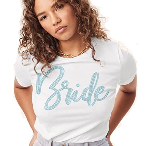 Book Cover Real Crystal Rhinestone Bride & Bridal Party Shirts - Bride Squad Wedding Tees for Bridesmaid - Bachelorette Party Outfits