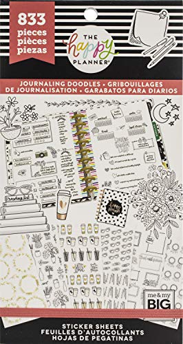 Book Cover me & my BIG ideas Sticker Value Pack - The Happy Planner Scrapbooking Supplies - Decorative Stickers - Journaling Doodles Theme - Multi-Color & Gold Foil Stickers - 833 Stickers Total