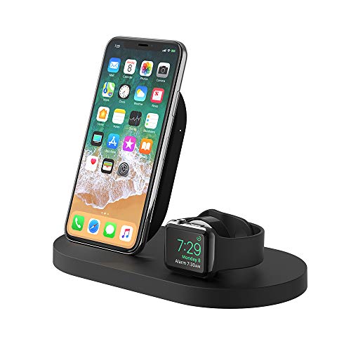 Book Cover Belkin Boost Up Wireless Charging Dock for iPhone + Apple Watch + USB-A Port (Wireless Charger for iPhone XS, XS Max, XR, X, 8/8 Plus, Apple Watch 4, 3, 2, 1) - Black