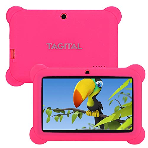 Book Cover Tagital T7K Kids Tablet, 7 inch Display, Kids Mode Pre-Installed, with WiFi and Camera and Games, HD Kids Edition (Pink)