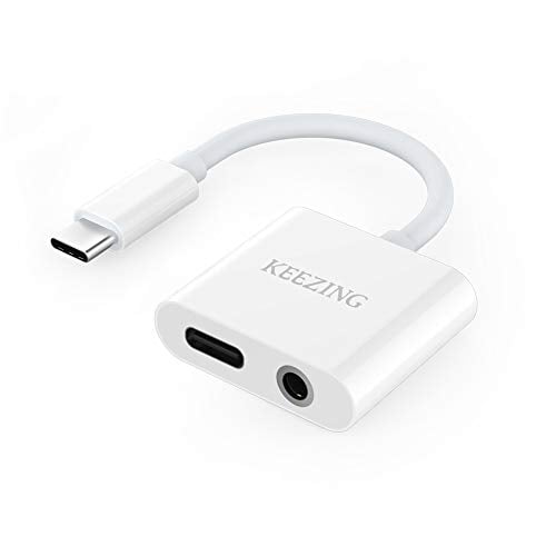 Book Cover KEEZING USB C to 3.5mm Headphone Adapter,USB C to Aux Converter Compatible with Google Pixel 3/ 3XL/ 2/ 2XL, iPad pro 2018, HTC, Essential Phone and More(White)