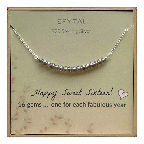 Book Cover EFYTAL 16th Birthday Gifts for Girls, Sterling Silver Sweet 16 Necklace for 16 Year Old Girl, Jewelry Gift Idea
