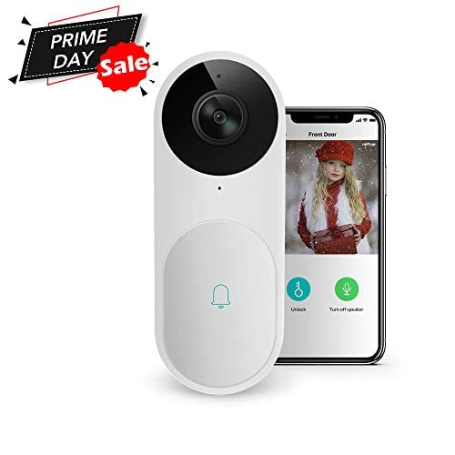 Book Cover Video Doorbell, A.I. Wifi HD Camera Doorbell with Facial Recognition, Voice Interaction, Night Vision, Motion Detection, Wireless Doorbell, Push Notification, Compatible with Alexa Echo Show (White)