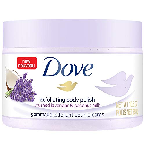 Book Cover Dove Exfoliating Body Polish Body Scrub Crushed Lavender & Coconut Milk 10.5 oz
