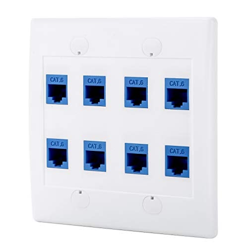 Book Cover Sancable - Ethernet Wall Plate, 8 Port Cat6 Keystone Female to Female - White