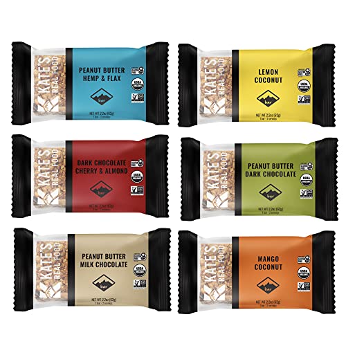 Book Cover Kate’s Real Food Organic Energy Bars, Non-GMO, All-Natural Ingredients, Gluten-Free and Soy-Free Healthy Snack with Natural Flavors (Pack of 12)