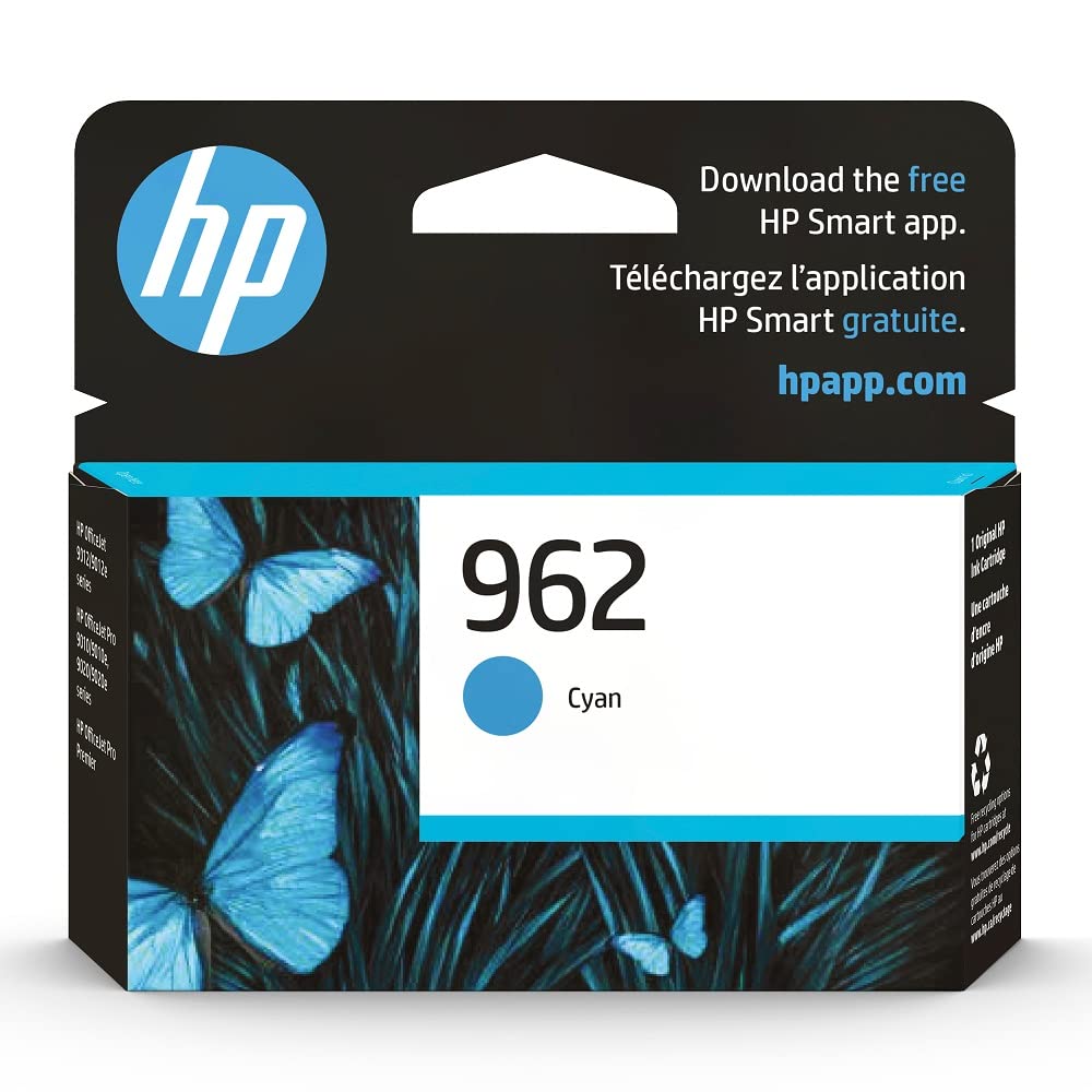 Book Cover HP 962 Cyan Ink Cartridge | Works with HP OfficeJet 9010 Series, HP OfficeJet Pro 9010, 9020 Series | Eligible for Instant Ink | 3HZ96AN