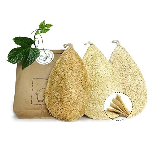 Book Cover Miw Piw Natural Dish Sponge Pack 3 Vegetable Scrubber for Kitchen 100% Loofah Plant Cellulose Scouring Pad Biodegradable Compostable Dishwashing Zero Waste Luffa Loofa Loufa Lufa