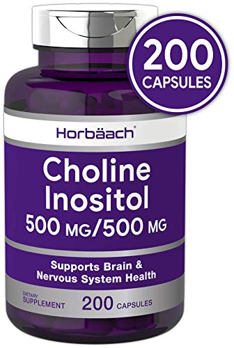 Book Cover Horbaach Choline Inositol 500 mg (200 Capsules) | Non-GMO, Gluten Free Supplement