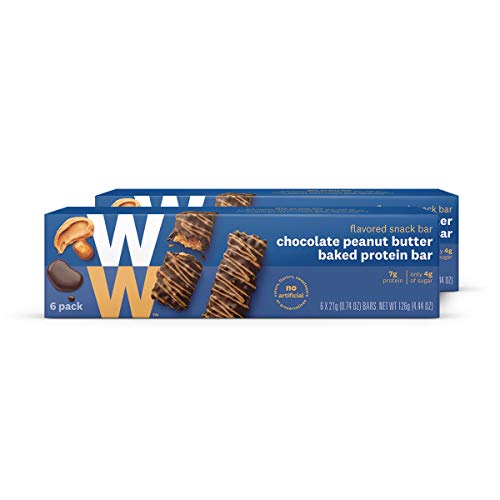 Book Cover WW Chocolate Peanut Butter Baked Protein Bar - High Protein Snack Bar, 3 SmartPoints - 2 Boxes (12 Count Total) - Weight Watchers Reimagined