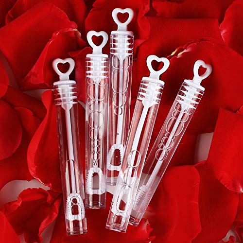 Book Cover 56 Pack Mini White Heart Bubble Wands- Perfect Bubble Toy Ideal Party Favors for Weddings Support and Anniversaries, Valentine's Day, family reunion, Special Festival Gift for Couple, boy and girl