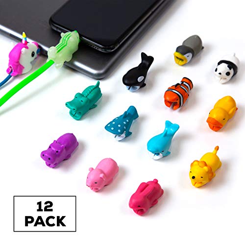 Book Cover TreeGlow Unicorn & Glow-in-The-Dark Compatible iPhone Cable Protector Charger Saver Cable Chewers Cable Cute Animal Bite Cable Accessory-12 Pack Cable chompers Cable Biters Cable chewers Cable bite